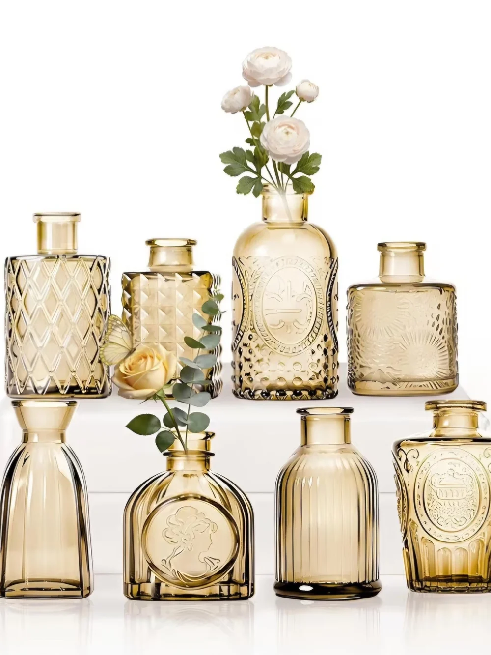 Amber Glass Decorative Vases Set - Home Accents